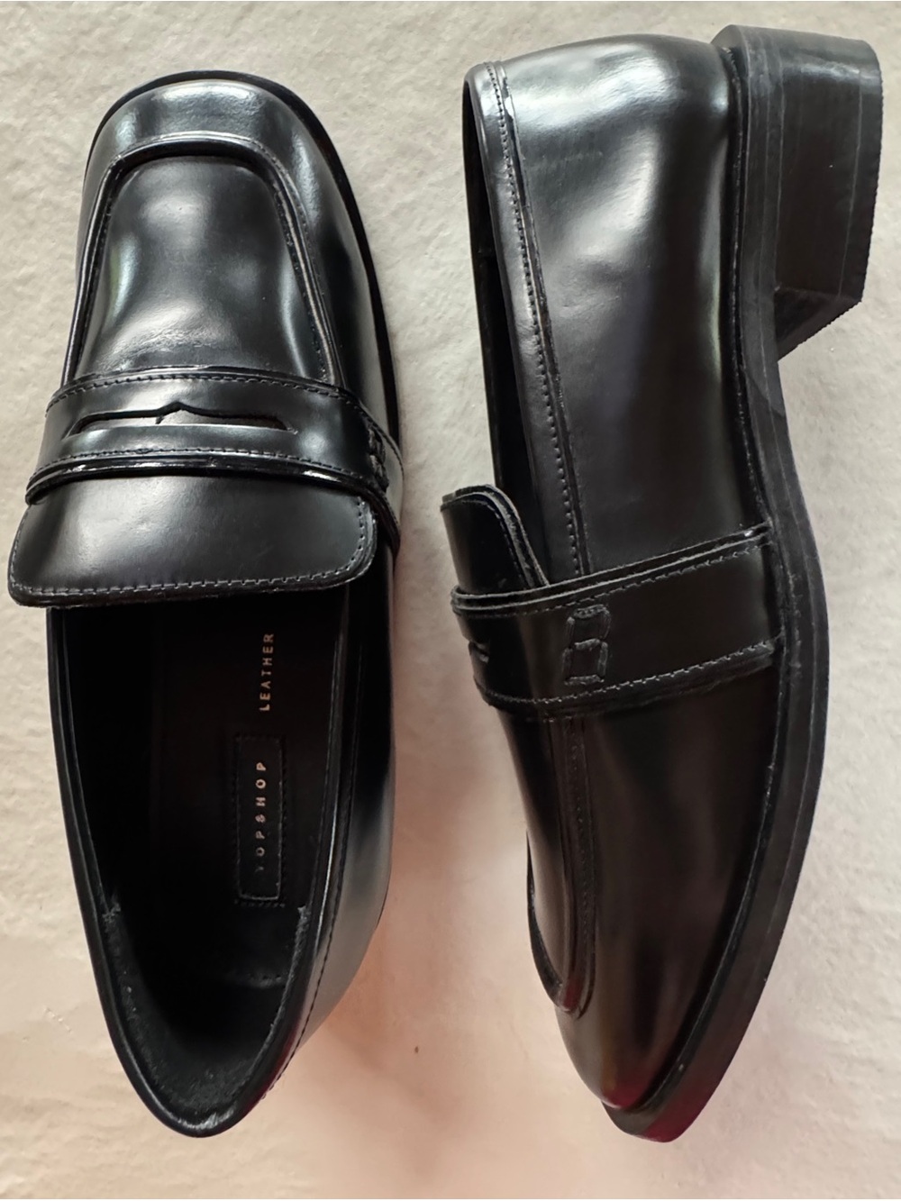 TOPSHOP Leather Layne Black Slip-on Loafer 7.5 NWOB - Picture 10 of 16
